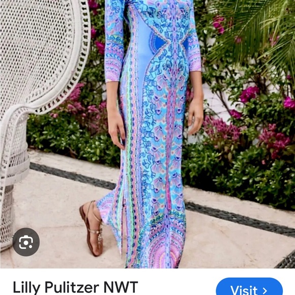 Lilly Pulitzer Vibrant Blue and Pink Long Sleeve Dress - Picture 3 of 5